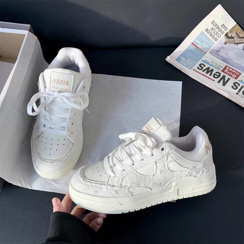 

New student denim blue retro thick-soled heightening casual bread shoes breathable sports board shoes 35