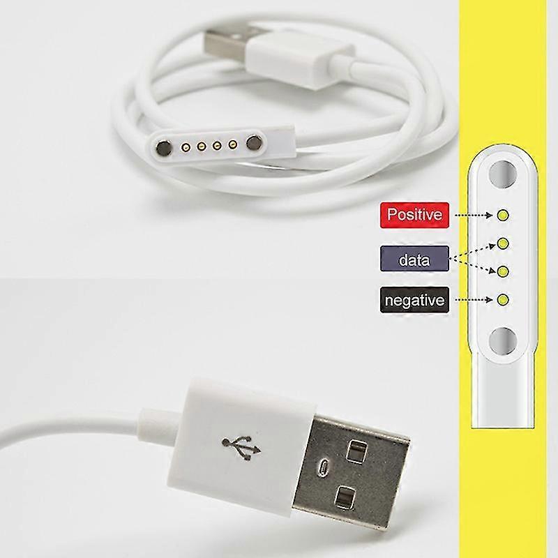 Smart Watch Charging Cable 4 Pin Magnetic Charger Universal For Smart Bracelet(1pcs,white)