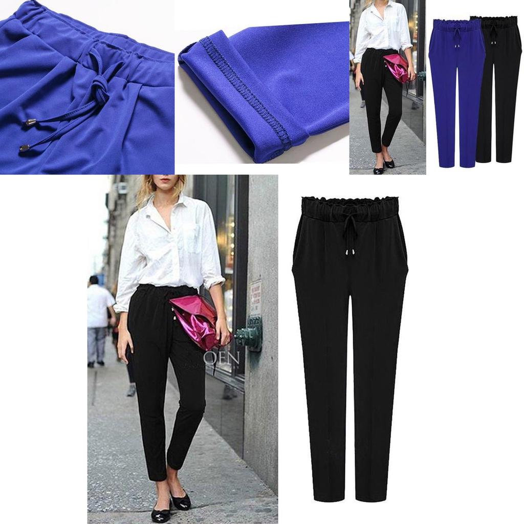 Comfortable Women Harem Pants Long Trousers With Drawstring And Breathable Fabric
