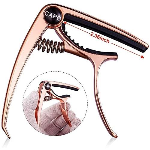 [Limited Edition] One-Touch Guitar Capo for Acoustic and Electric Guitars, Folk Guitars, and Ukuleles, Zinc Alloy (Rose Gold)