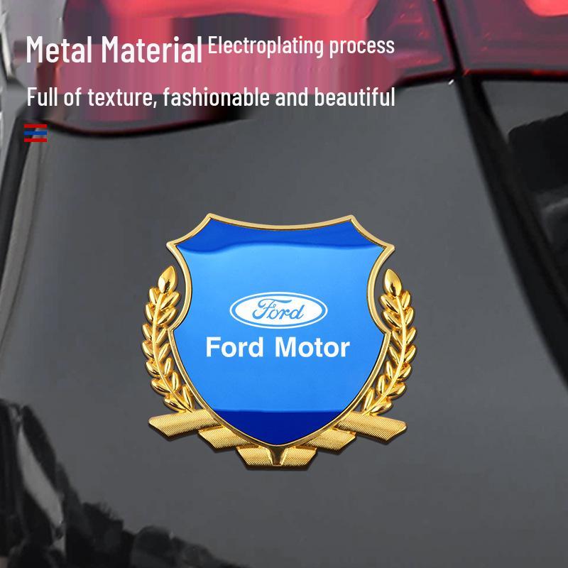 Designed for Ford Mondeo, Focus, Edge, and Escort: Wheat-Ear Side Emblems & Metallic Body Accents.