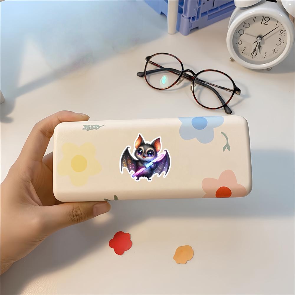 17pcs Anime Watercolor Cute Cartoon Halloween Bat Paper Stickers, for Luggage, Notebook,Diary, Album Decoration, DIY Stationery