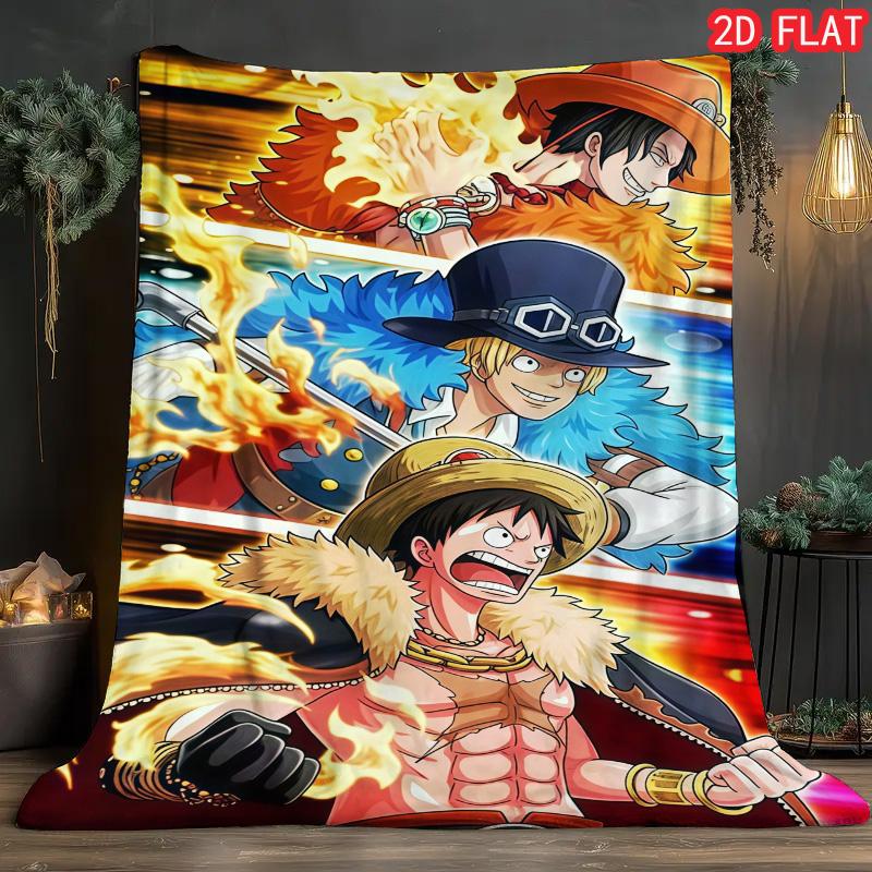 One Piece Party Flannel Blanket Lightweight Soft Warm for Theme Party Gathering THW