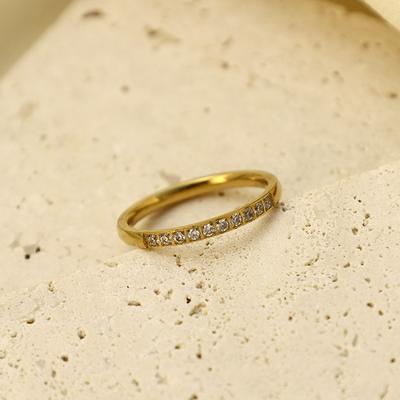 Light Luxury Simple Cnc Micro-Inlaid Ten Diamond Titanium Steel Ring For Women 316 Does Not Fade, Couple Pair Ring Tide Jewelry For Girls