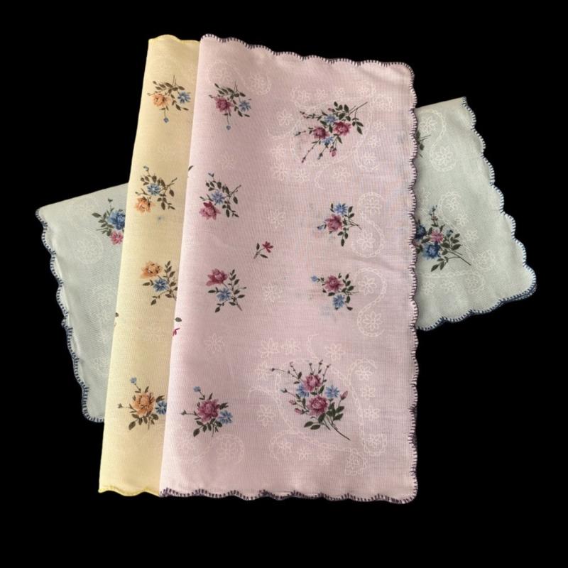 Lady Square Handkerchief Cloth Flower Women Child Print Face Hand Towel Hanky Wedding Christmas Gift