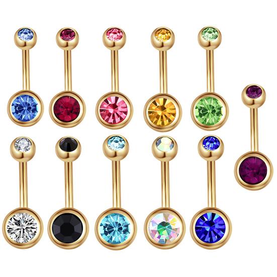 Stylový kroužek na pupík, galvanicky pokovený, unisex jemný