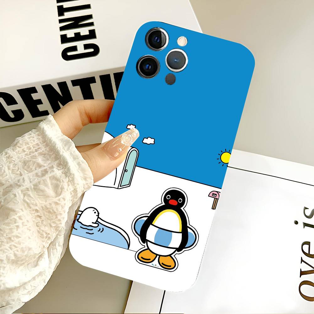 Cartoon P-pingu Kawaii Penguin Phone Case Silicone Soft For IPhone 17 Air 16 15 14 13 12 11 Plus Pro Max Plus