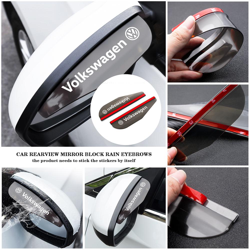 2Pcs Car Rear View Mirror Sticker Rain Eyebrow Auto Side Mirror Rain Proof Cover For VW Passat Jetta Golf Touran Beetle Polo