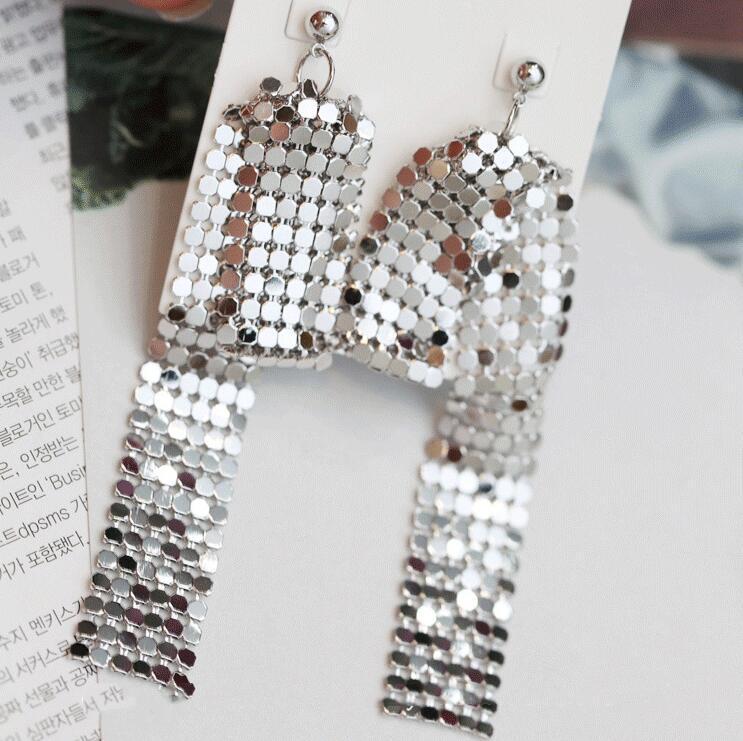 Korean Trendy Metal Sequin Goddess Dangle Earrings - Versatile Fashion Accessories