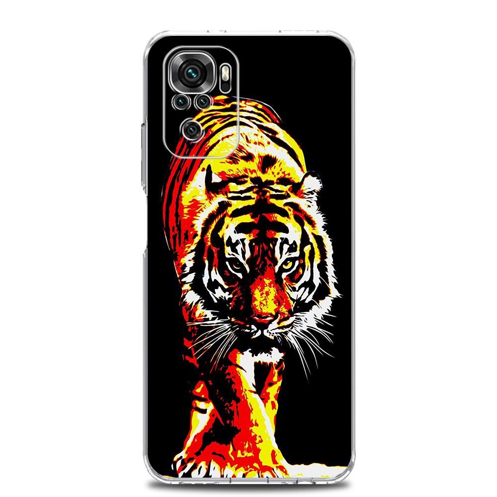 New Square Clear Soft Phone Case For Xiaomi Redmi Note 12 11 9S 9 8 10 Pro+ 7 8T 9C 9A 8A K40 Gaming Cover Tiger neon Leopard