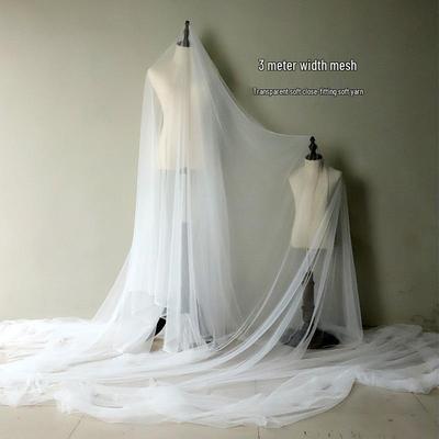 3-Meter Wide Soft White Veil for Studio Photography & Wedding Dresses