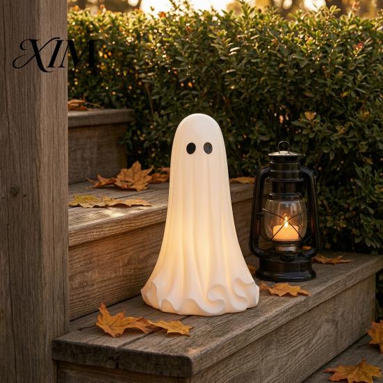 Innen Außen Party Deko Leuchtender Geist Halloween Lampe, 3D Gedruckte LED Figur, Gruselige Tischdekoration Leuchtende Dekoration für Kaminsims, Regal,