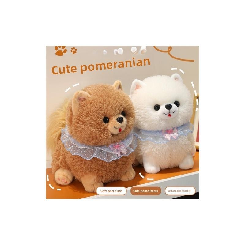 Cute Lace Scarf Pomeranian Plush Doll Children Companion Toy For Kids Comfort And Sleep