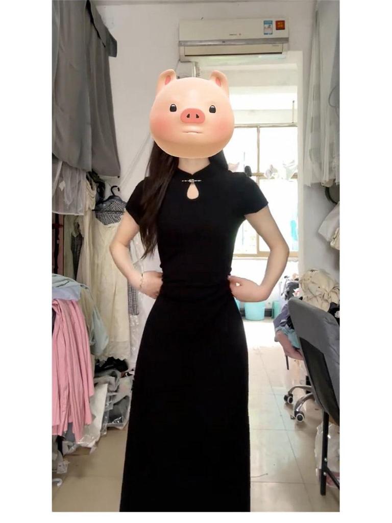 2025 Petite Black Cheongsam: Stylish Slimming Chinese-Style Summer Dress