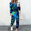 Ladies Long Sleeve Pullover And Wide Leg Trousers Two Piece Outfit Comfortable For Home And Street Wear