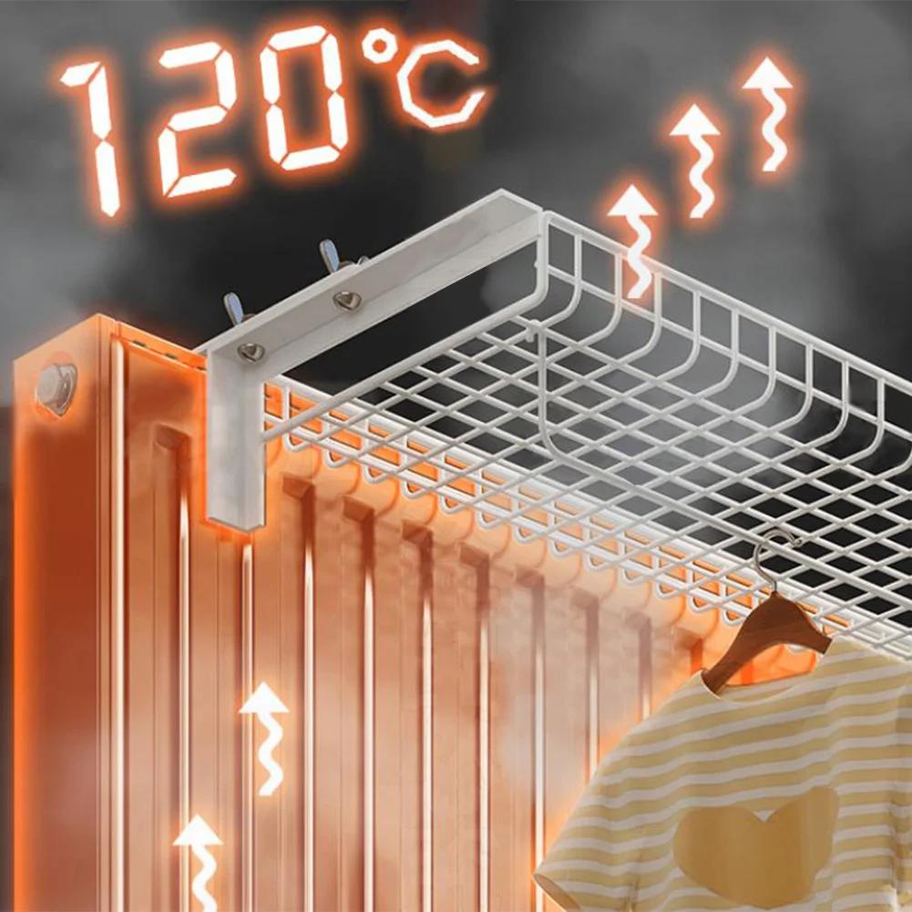 Robust Iron Radiator Rack with Punchfree Heating Pipe Hanger Design Adjustable Wall Spacing for Towels and Clothes