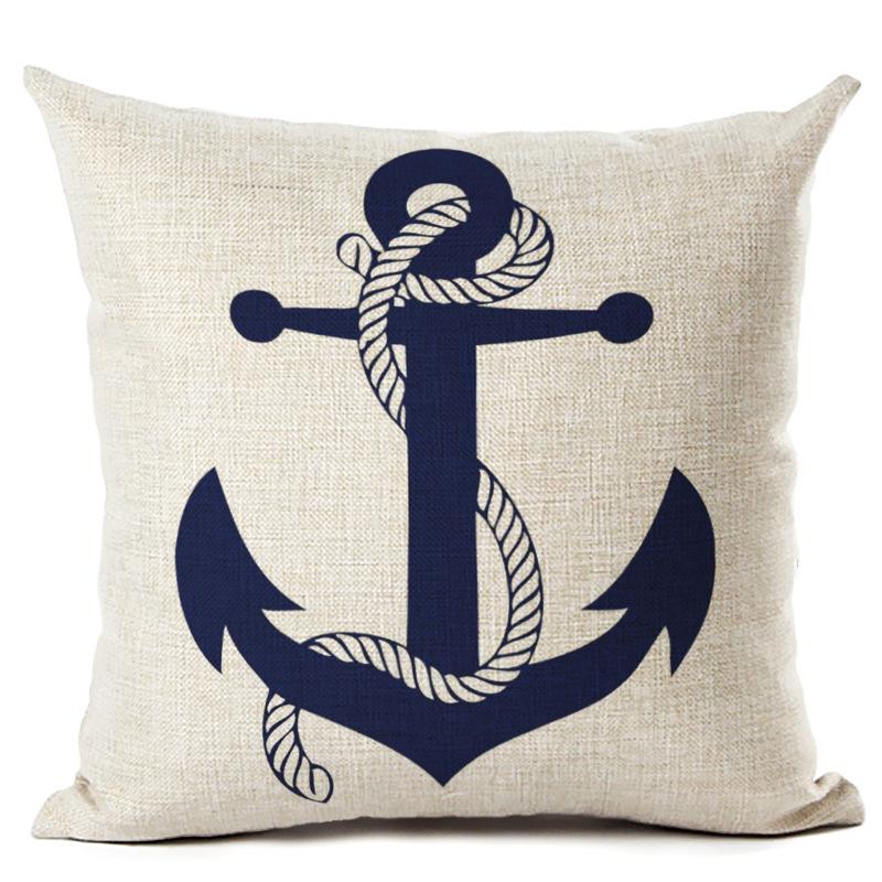 Husă de pernă din bumbac, în stil nordic, model de ancoră, navă marină, husă de pernă, husă de pernă decorativă Cojines Almofadas