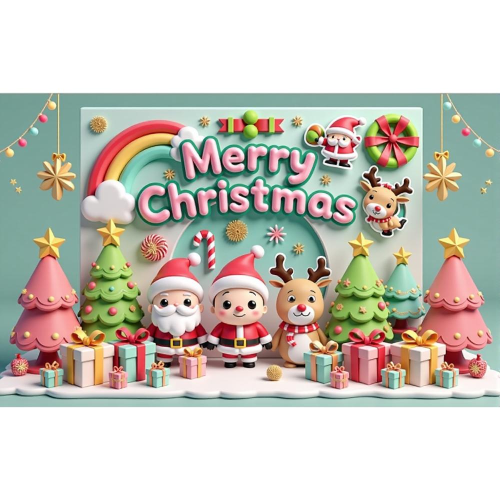 

Cartoon Santa Claus Elk Background Merry Christmas Backdrop Children s Birthday Party Photo Background Baby Shower Decoration