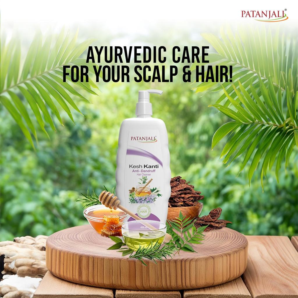 Patanjali Kesh Kanti Anti Dandruff Shampoo 450 ml X Pack Of 2 Herbal Hair Cleanser For Flake Control Clean Scalp Care