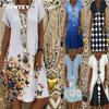 JPNTKY Moda Estiva Primaverile Manica Corta Scollo a V Abiti Casual