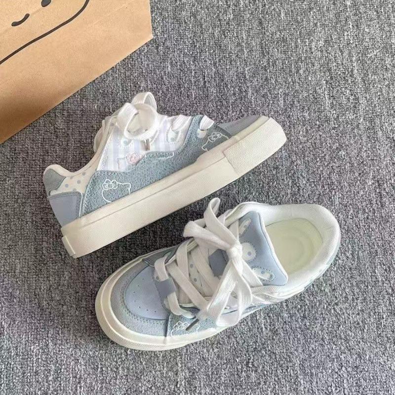 Cute puffs versatile niche bow shoes board shoes women's new platform white shoes casual bread