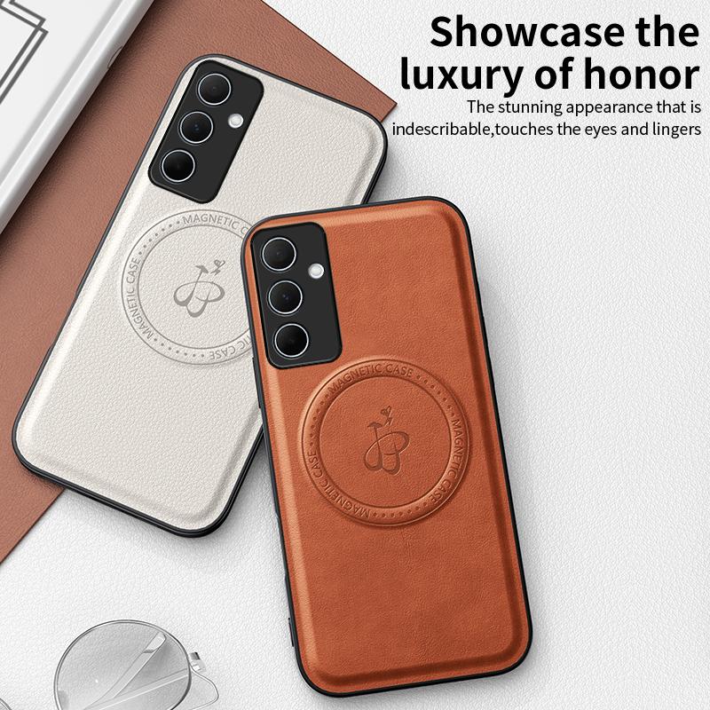 Magnetic Stand Holder PU Leather Phone Case For Samsung A15 A35 A55 A34 A54 A06 A16 A26 A36 A56 Wireless Charging Logo Cover