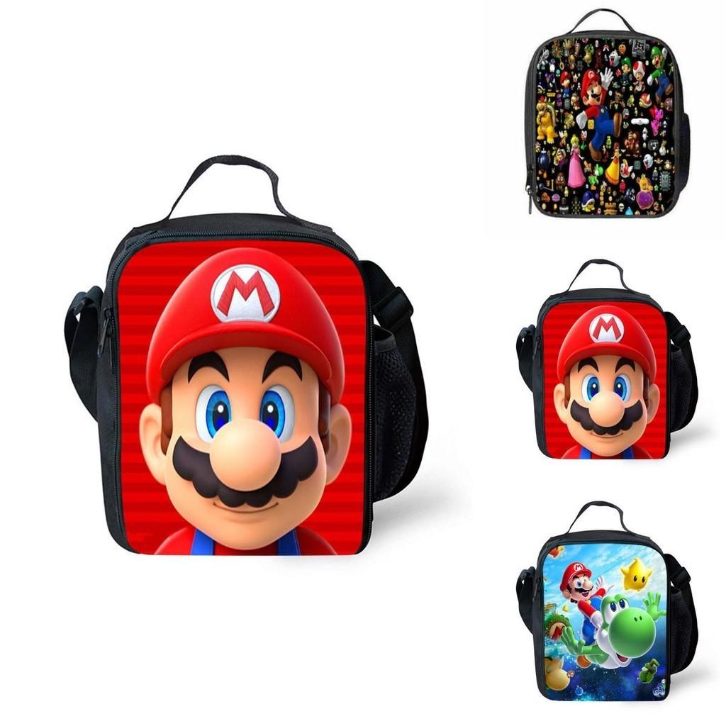 Super Mario Kids Insulated Lunch Bag Durable Oxford School Travel Picnic Bag