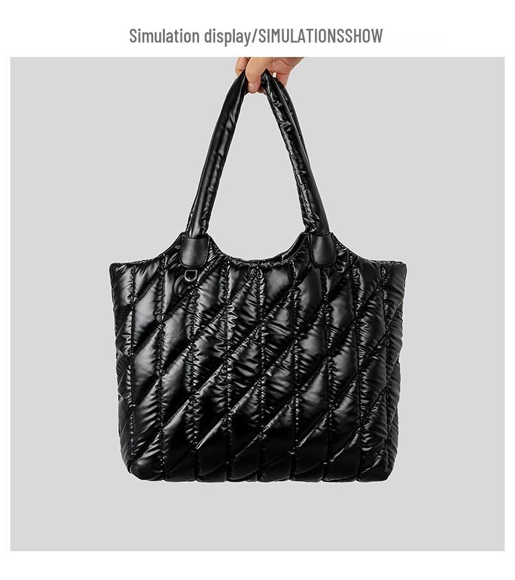Women's Large Capacity Quilted Nylon Tote Bag for Autumn and Winter