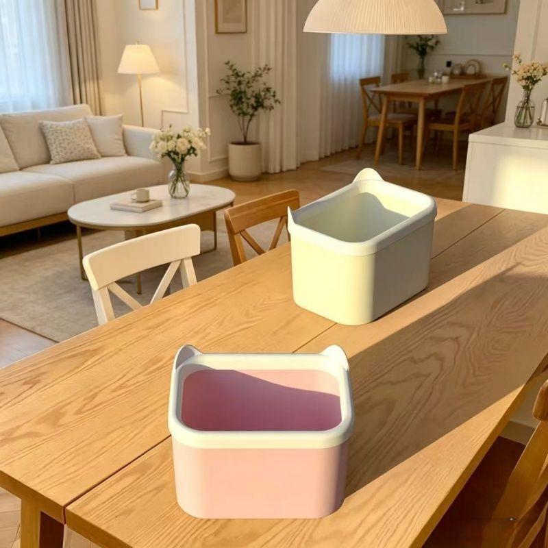 Cute Cat Ear Desktop Storage Bins Durable Construction Multi Color Options For Organizing Desk Sundries Stationery