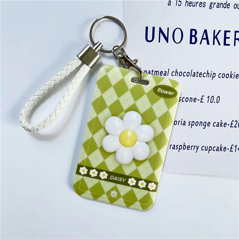 1Pc Macaron Bus ID Card Protective Cover Cases Student Meat Keyring Card Campus Access Door Credit Card Holder Bag Set Key Chain