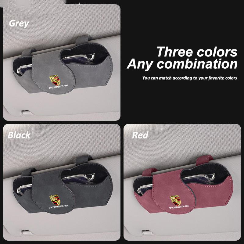 Auto Brillenetui Sonnenblende Sonnenbrillen Aufbewahrungsbox Für Porsche Cayenne Panamera Macan 911 718 Taycan Boxster Cayman 918 Zubehör