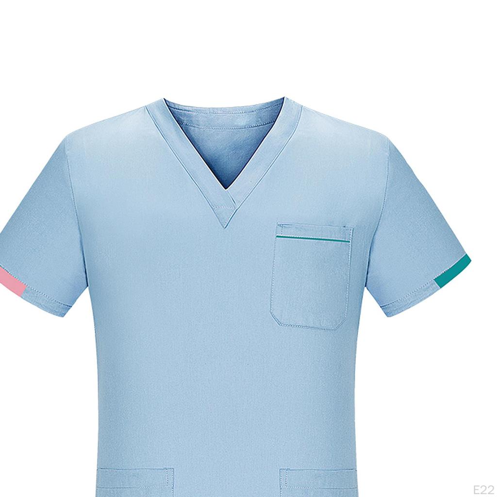 Nursing Uniform Scrub Set Work suits Nurse Top Pants V Neckline Short Sleeve Workwear for Healthcare