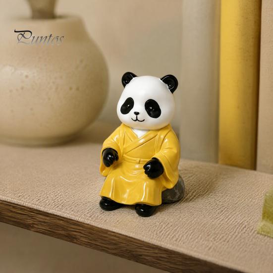 Small Zen Tabletop Figurine Panda Playing Go Chess Figurine, Resin Robe Leisurely Mood Office Ornament Ornament, Cute Statue for Tea Room Study Decor