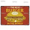 [MyPlate] Hamburger Metal Sign Plaque Metal Vintage Tin Sign Wall Decor For Club Man Cave Bar Decoration Tin Plate