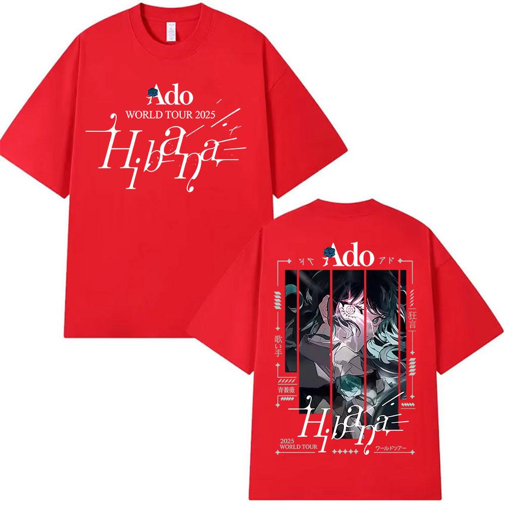 Springsummer Japanese Ado Hibana WORLD TOUR New TShirts Men Women Clothing Gothic Fashion Short Sleeve Pure Cotton Printed Top