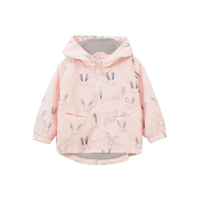 2024 New Autumn Girls' Jacket, New Autumn European and American Children's Clothing Jacket, Casual Children's Cartoon Hooded Windbreaker
