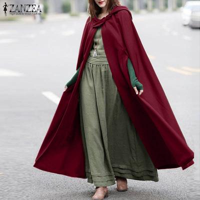 Frauen Winter Casual Hoodies Wollmischung Cape Poncho Lange Strickjacke Mantel