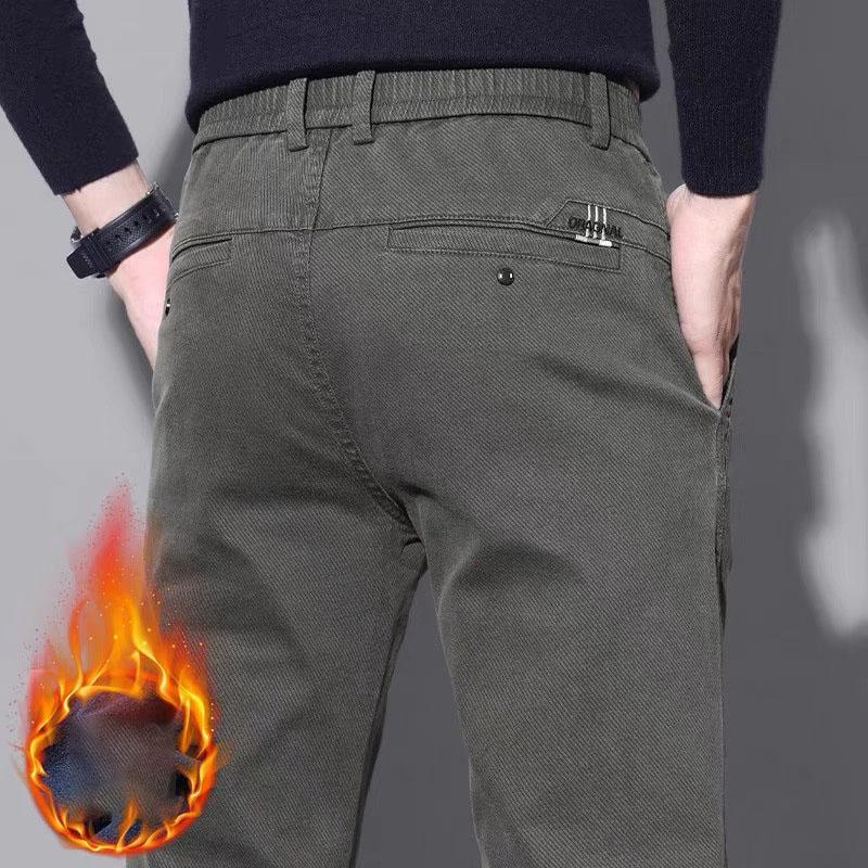 Spring and Autumn Men's Large Size Plus Velvet Thickened Business Casual Pants