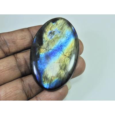 145Cts.Natural Labradorite Multi Fire Oval Cabochon Loose Gemstone 35X60X6MM D-259