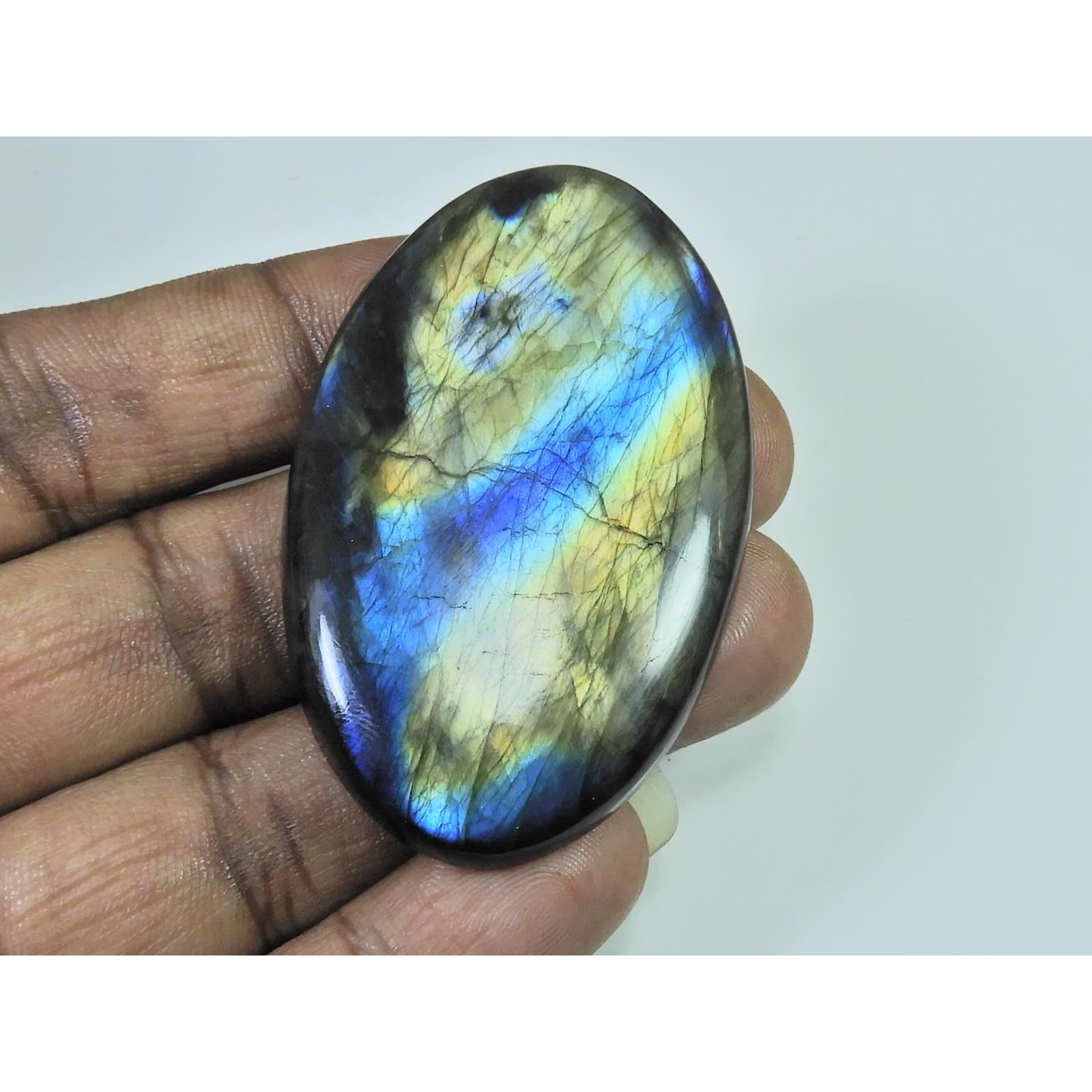 145Cts.Natural Labradorite Multi Fire Oval Cabochon Loose Gemstone 35X60X6MM D-259