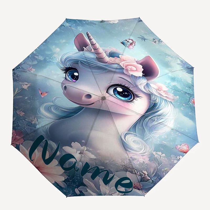 

1pc Unicorn Flowers custom umbrella Automatic Open/Close, 8-Rib Durable Frame Customizable Name/Text, Portable & Stylish for , 1038L
