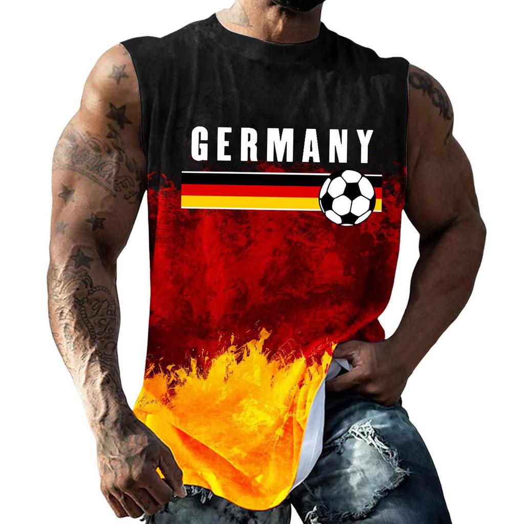 Men's Sleeveless Tank Top Germany Print Casual Sports Loose Fit Muscle Shirt Summer Gym Workout Vest