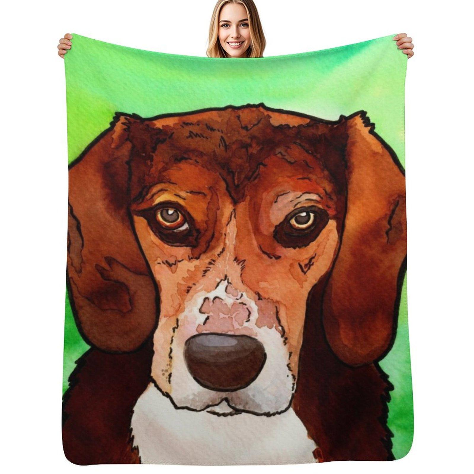 

Sweet Dog Watercolor Painting Throw Blanket Cozy Napping Blanket Gift for Mom Dad 75x100cm