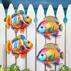 2 Pcs Wooden Fish Wall Art Tropical Fish Sculpture Coastal Beach Sea Animal Wall Hanging Ornament for Bathroom Pool Patio Fence Decor