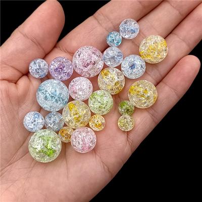 10 Stück 8–16 mm runde, geplatzte, lose Perlen aus Acryl, Anhänger zum Selbermachen, handgefertigter Schmuck, Material für die Markierung von Halsketten und Armbändern
