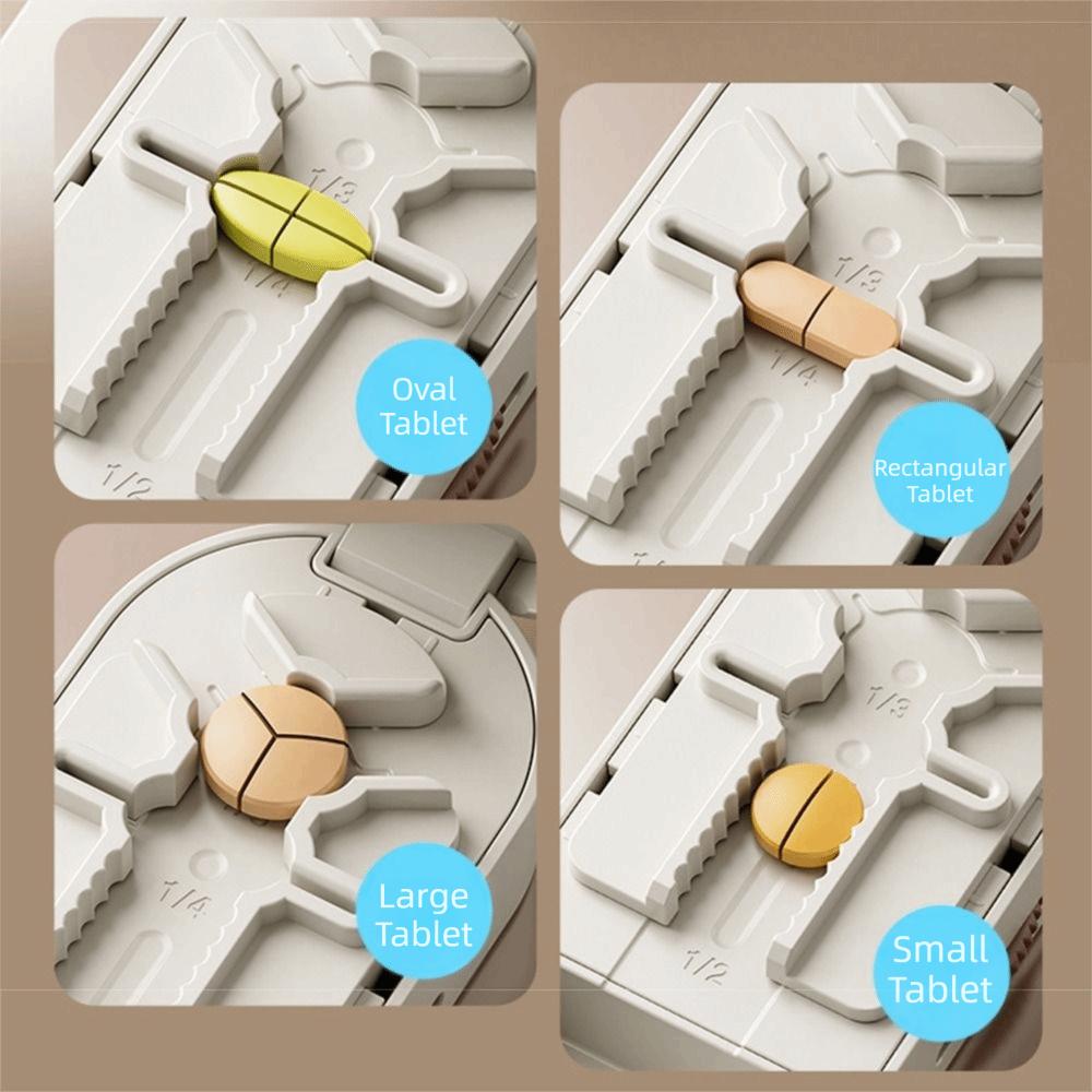 Dustproof Portable Pill Cutter Sliding Adjust Cut Tablet Dispenser Tablet Splitter Travel Use