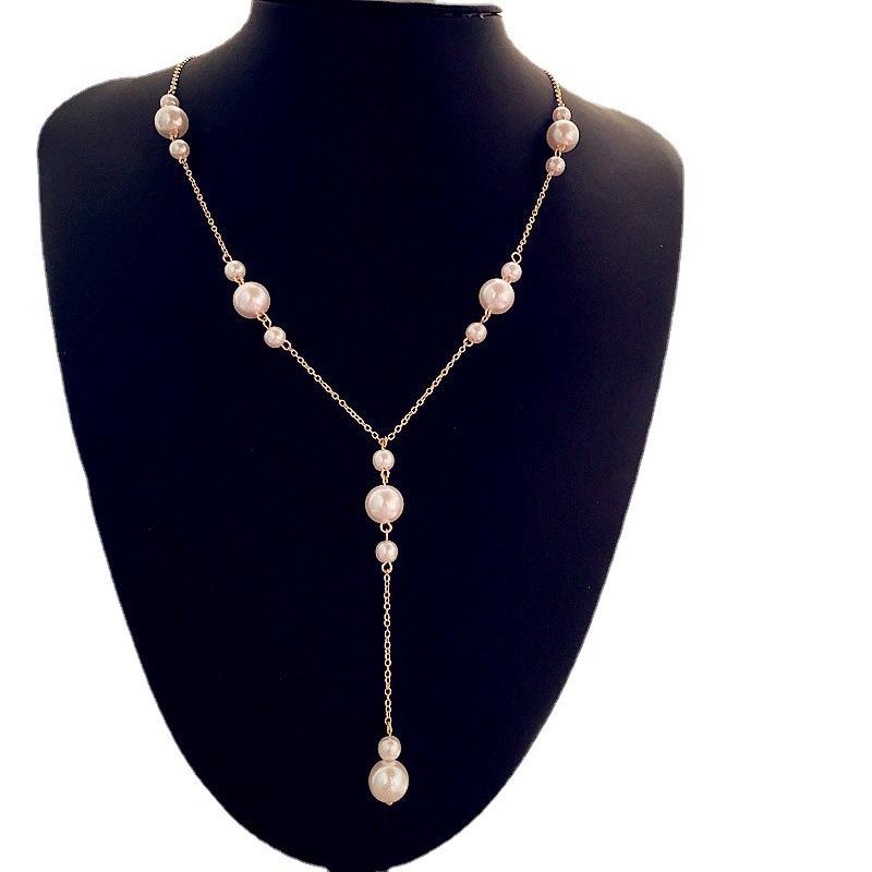 New, Long Y-shaped Zircon Fringed Pearl Necklace, Korean Ins Female Texture Cold Wind Collarbone Chain Female