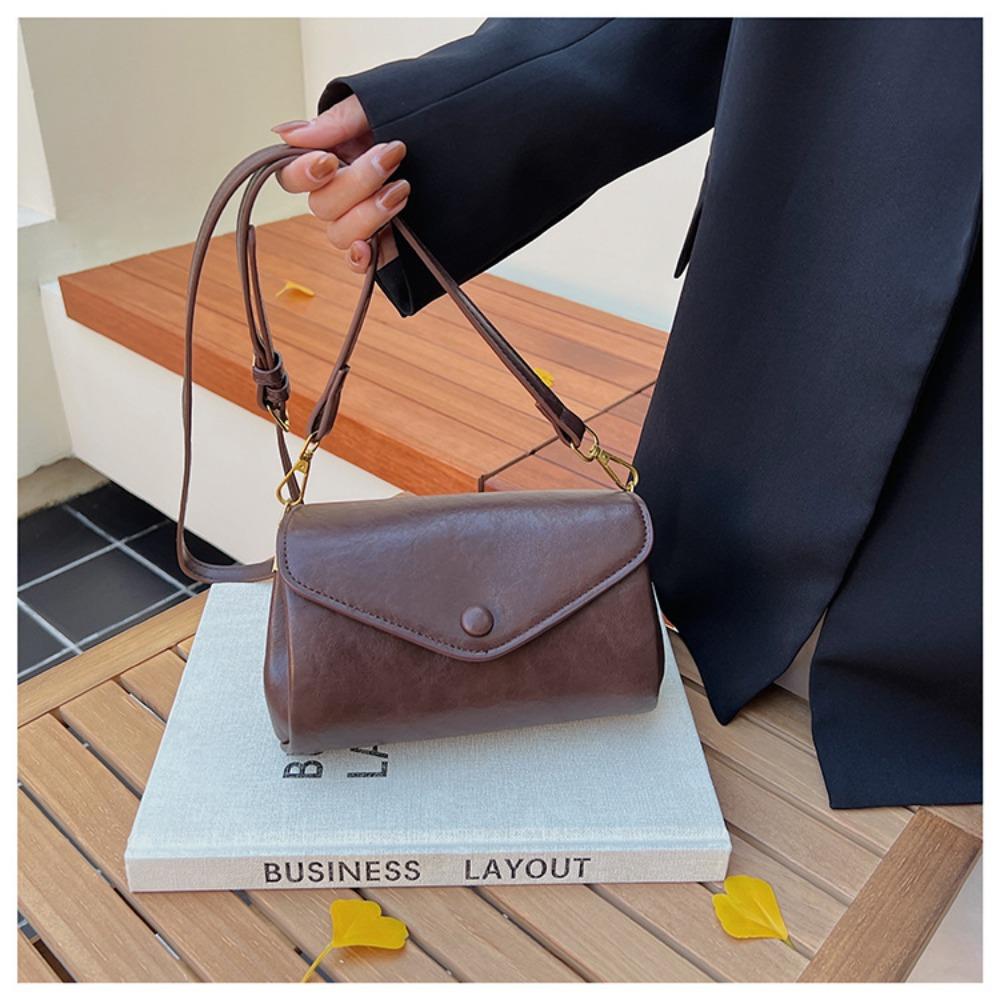 Simple PU Leather Crossbody Bag Multifunctial Multi-Compartment Shoulder Bag Solid Color Messenger Bag Women