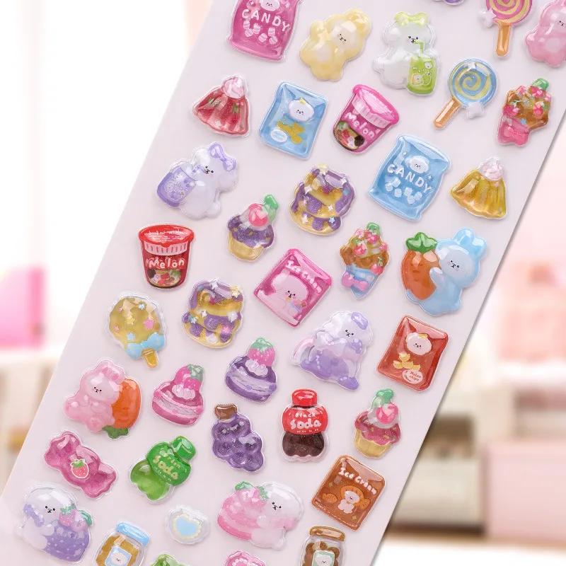 1 Pc Cute Creative Candy Rabbit Drop 3D Relief Stickers Scrapbooking Diy Diary Stationery Sticker Decor Cute Aesthetic Stickers