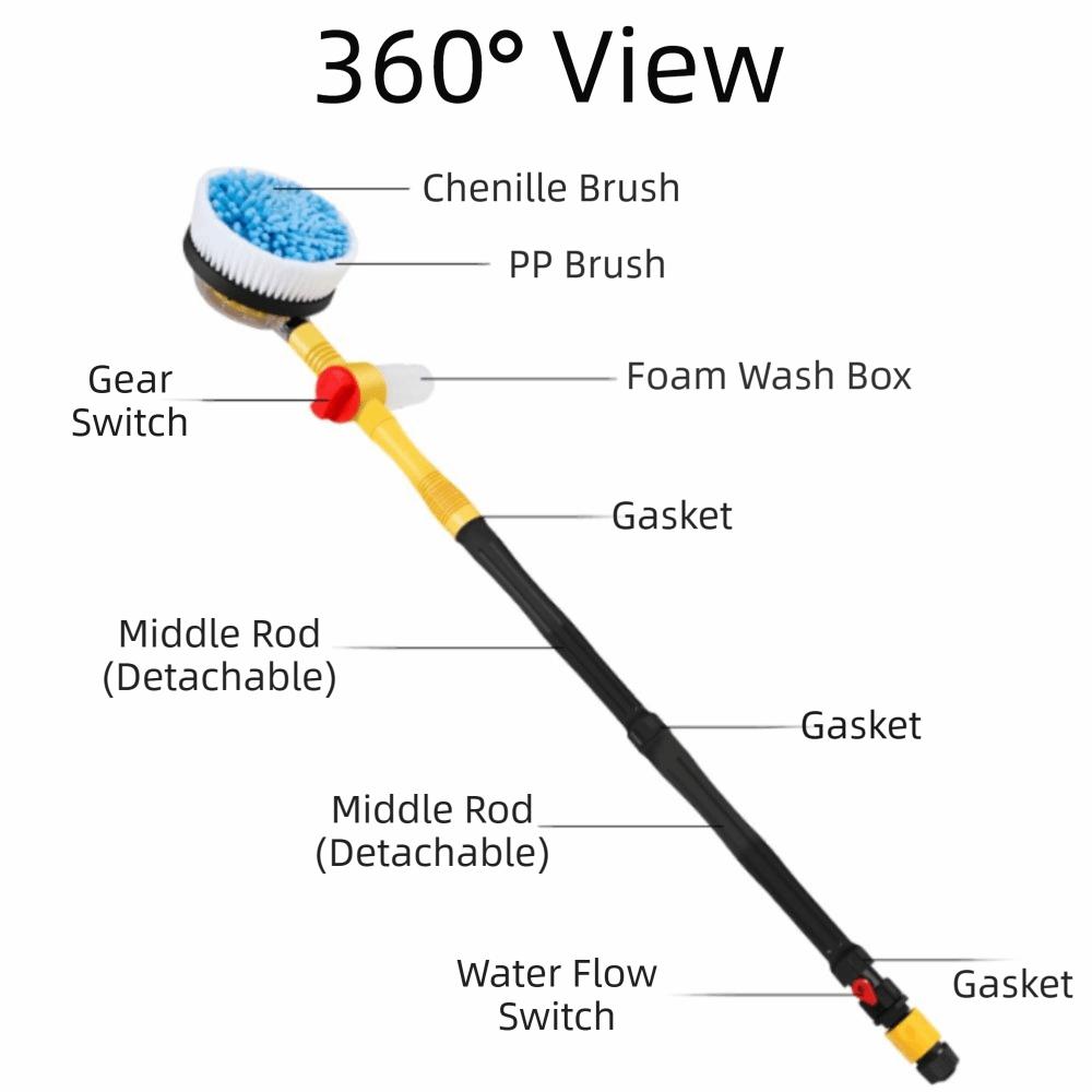 360 Degree Rotation Rotating Wash Brush Adjustable Length High Pressure Washer  Auto Detailing